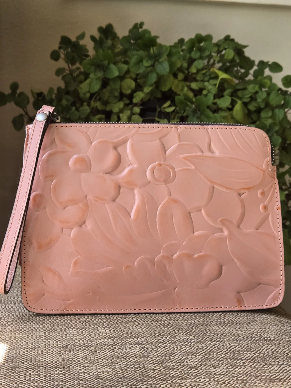Patricia Nash Women's Embossed Floral Wristlet Clutch -  Peachy Pink